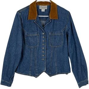 Vintage Stonebridge Petites Faux Suede Collar Western Denim Jacket 12P Petite